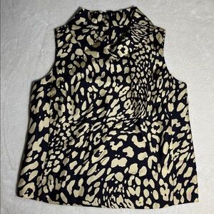 Milly Black and Cream Patterned Silk Top. 2.